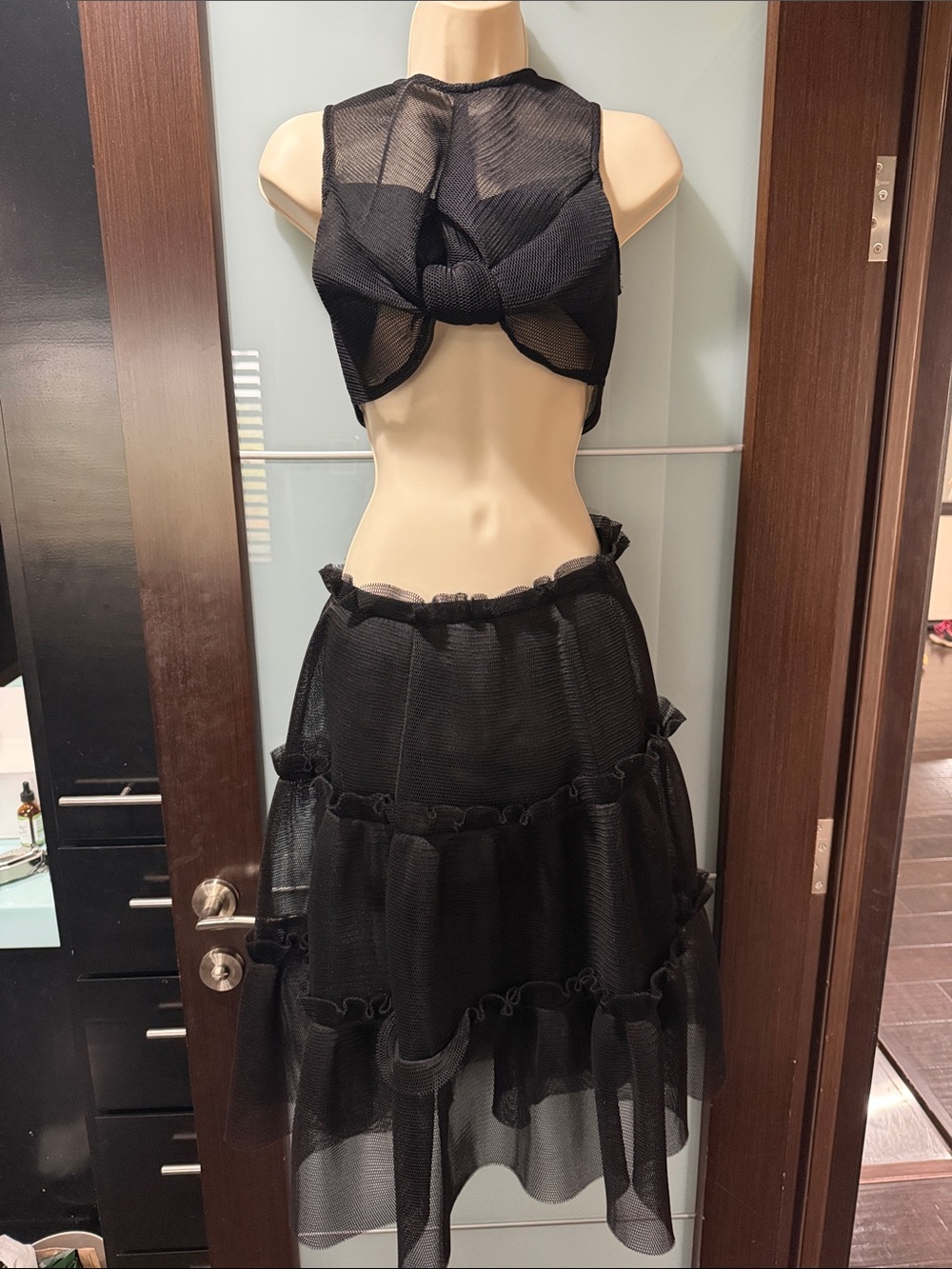 Ark & Co Black Sheer Mesh Two-Piece Set
